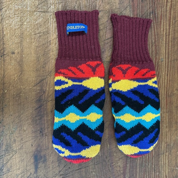 Pendleton Merino Wool Mittens Colorful One Size - Picture 3 of 7